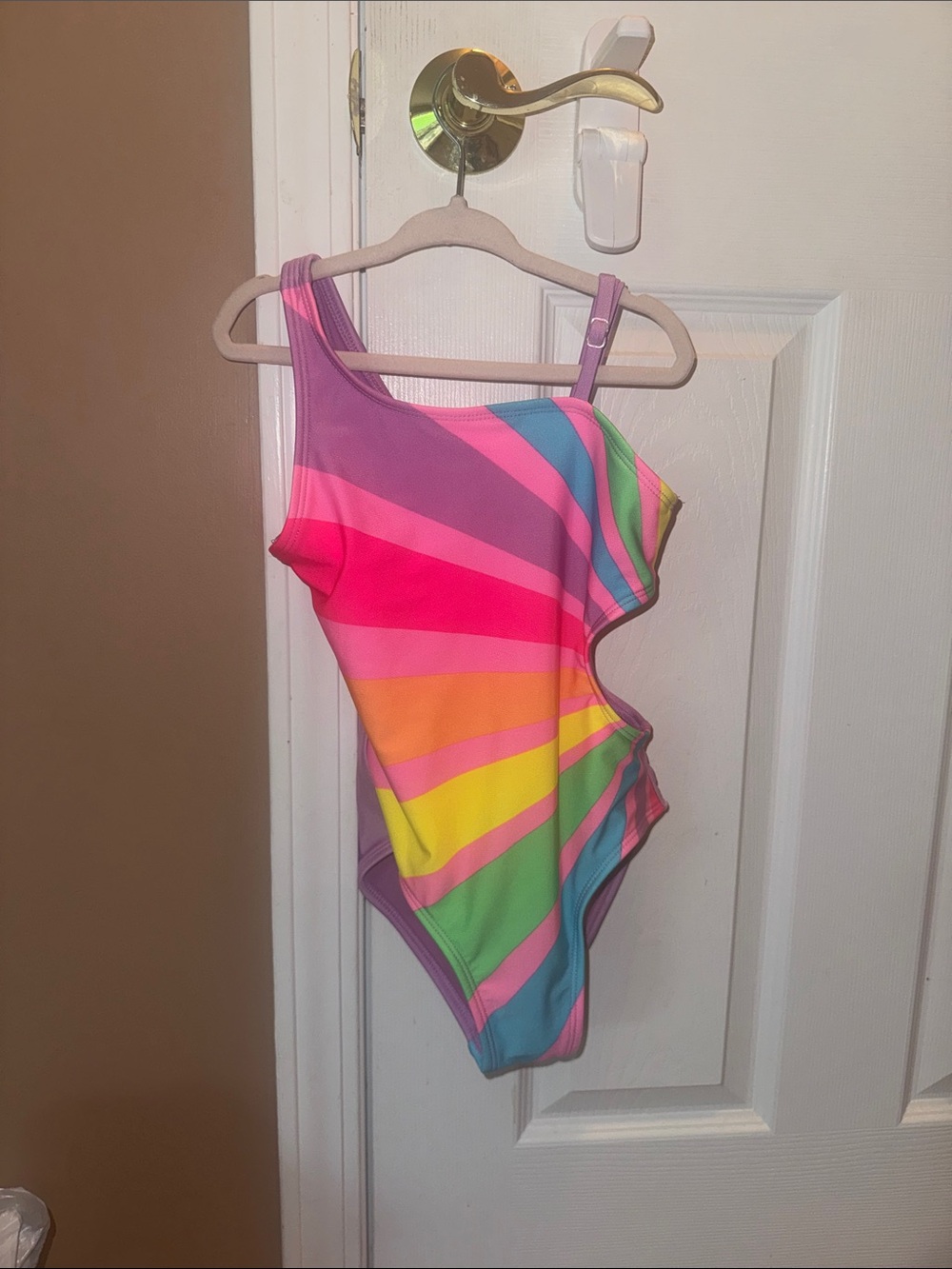 Kids Rainbow One-Shoulder Swimsuit - Multicolor